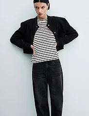 Mango - Message striped T-shirt - t-skjorter - black - 0