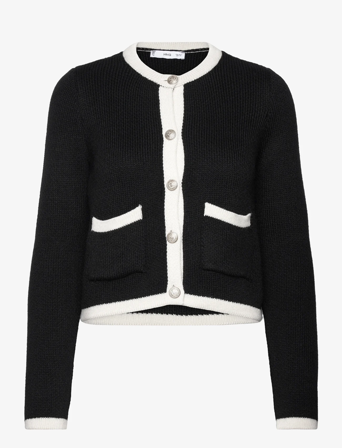 Mango - Knitted buttoned jacket - koftor - black - 0