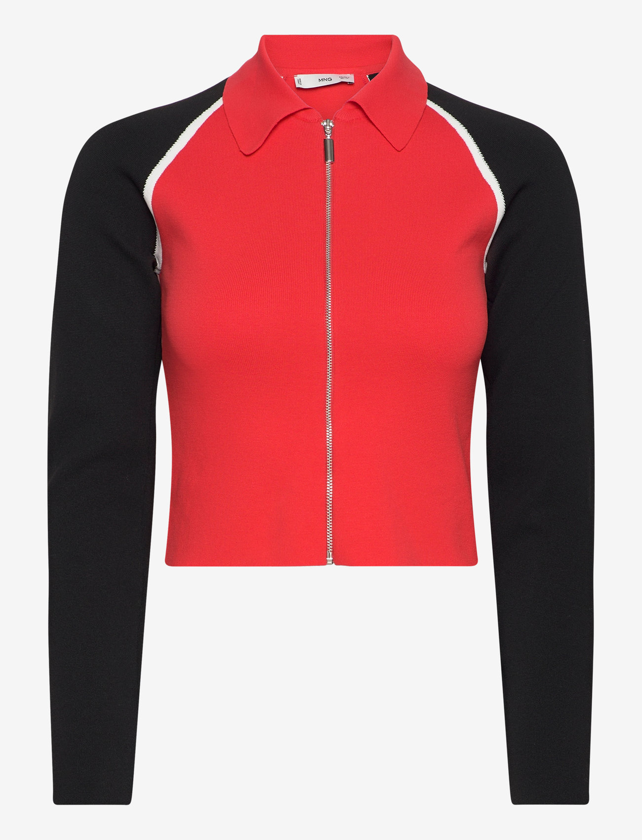 Mango - Zipper crop cardigan - efterårstøj - red - 1