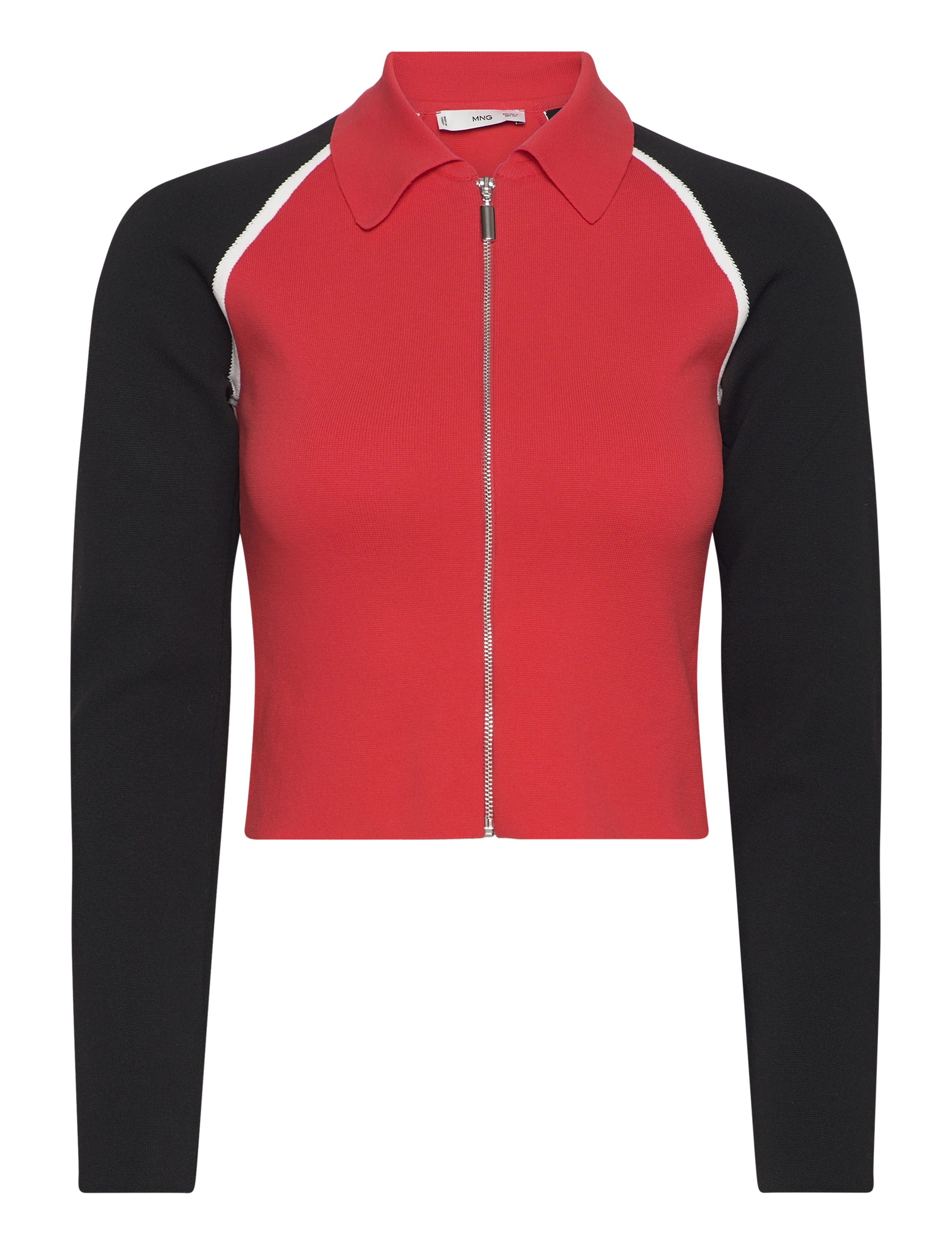 Zipper crop cardigan - RED