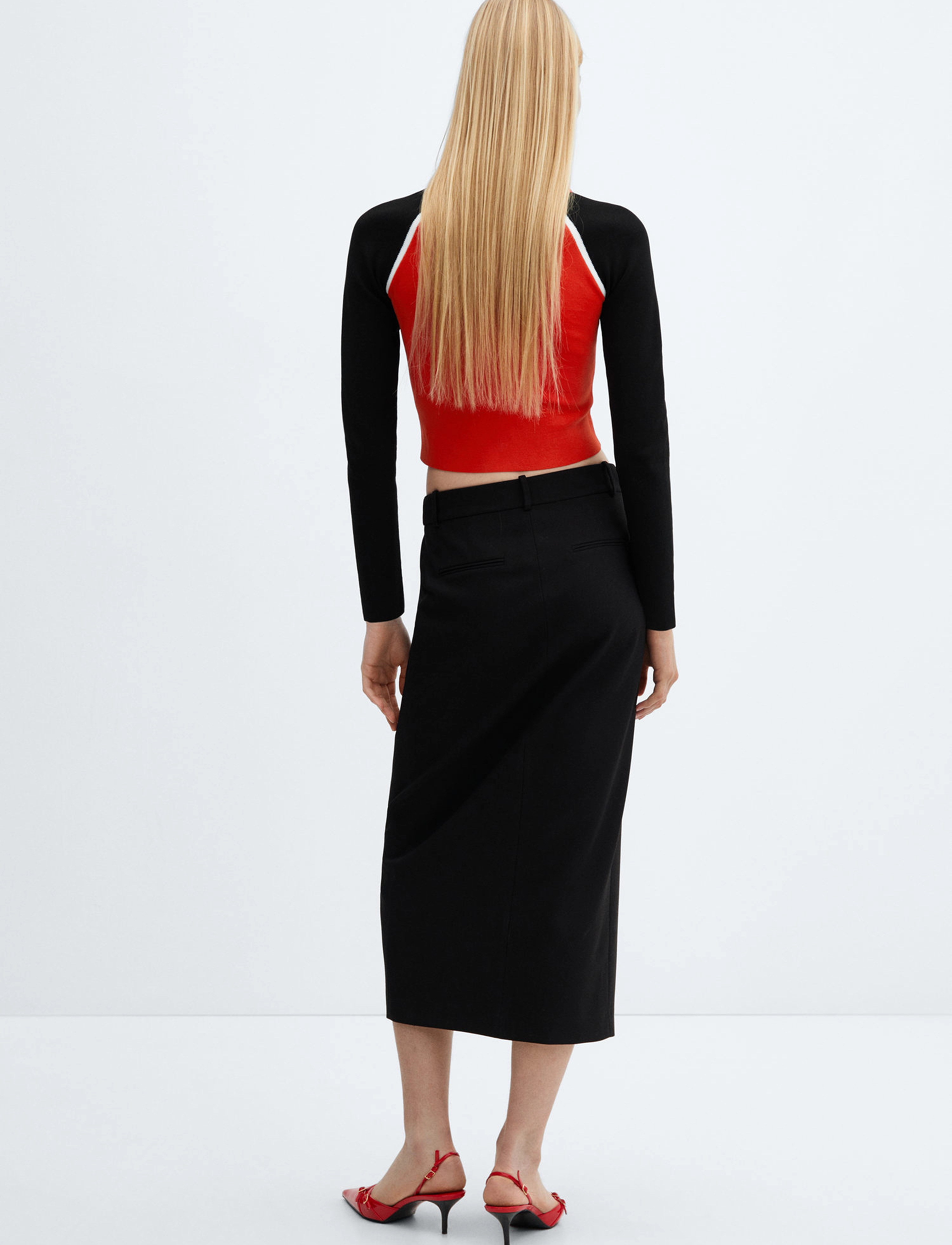 Mango - Zipper crop cardigan - cardigans - red - 3