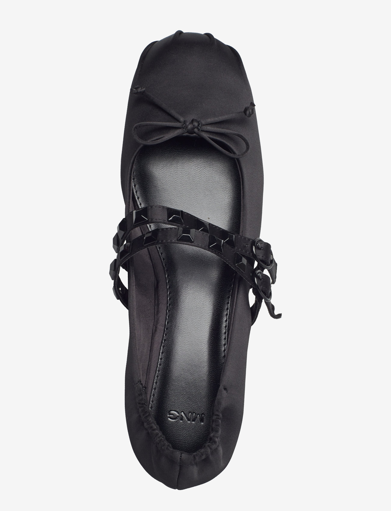 Mango - Satin ballet flats with studs - kvinder - black - 3
