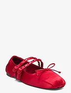 Satin ballerinas with studs - RED