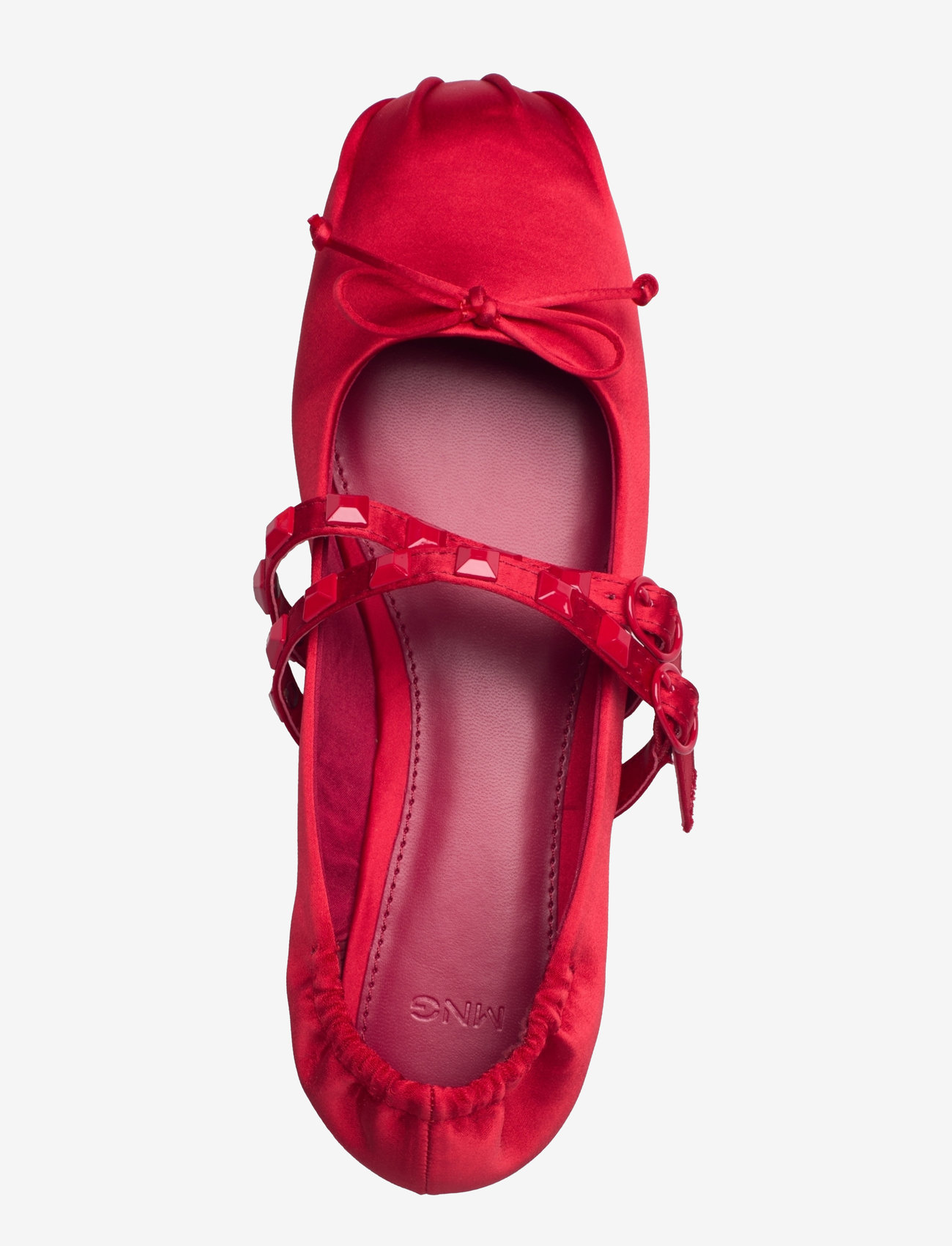Mango - Satin ballet flats with studs - kvinder - red - 3