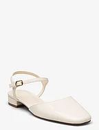 Patent leather-effect slingback shoes - LIGHT BEIGE