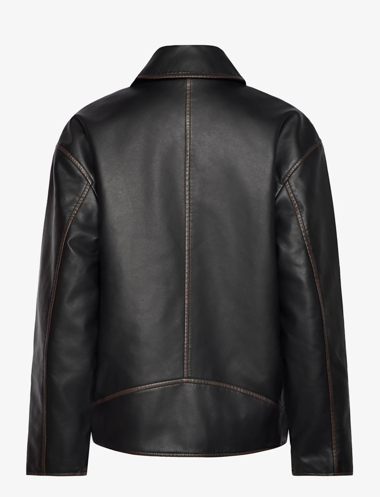 Mango - Worn leather effect jacket - skinnjackor - brown - 1