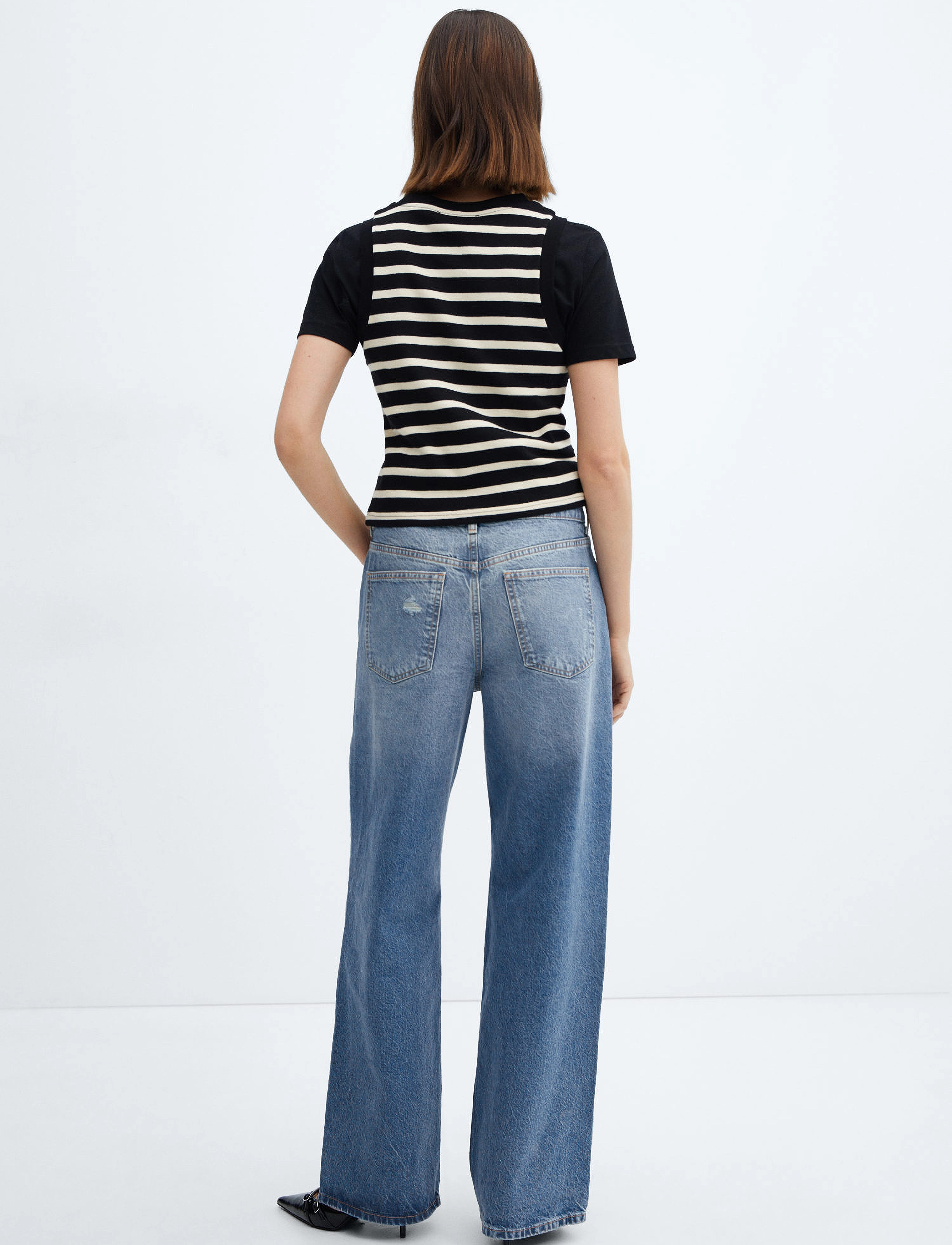 Mango - Loose mid-rise wideleg jeans - brede jeans - open blue - 3