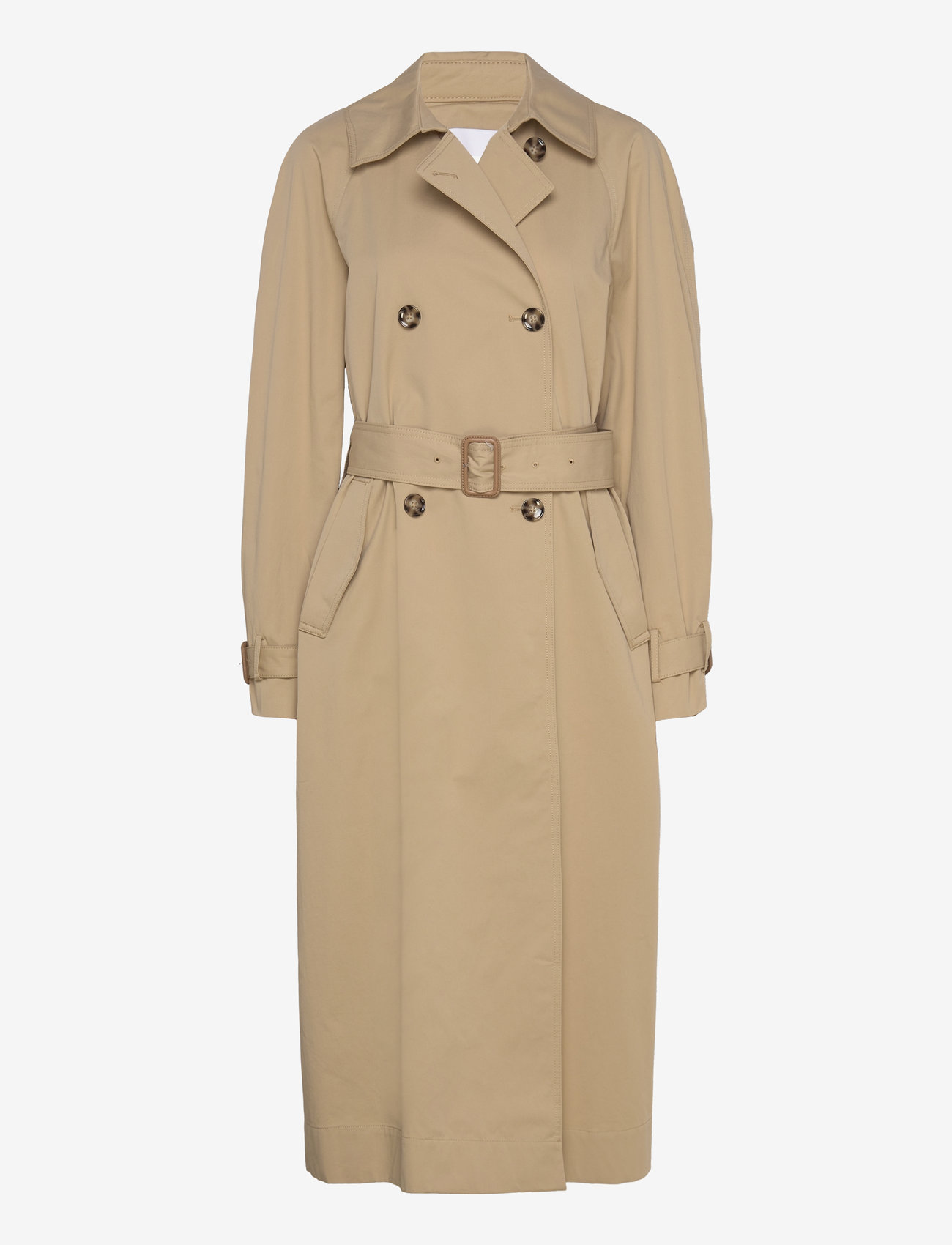 Mango - Double-breasted cotton trench coat - trenchcoats - light beige - 1