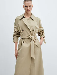 Double-breasted cotton trench coat, Mango