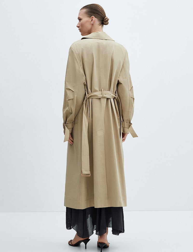 Mango - Double-breasted cotton trench coat - trenchcoats - light beige - 4
