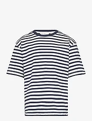 Mango - Striped cotton T-shirt - kurzärmelige - navy - 0