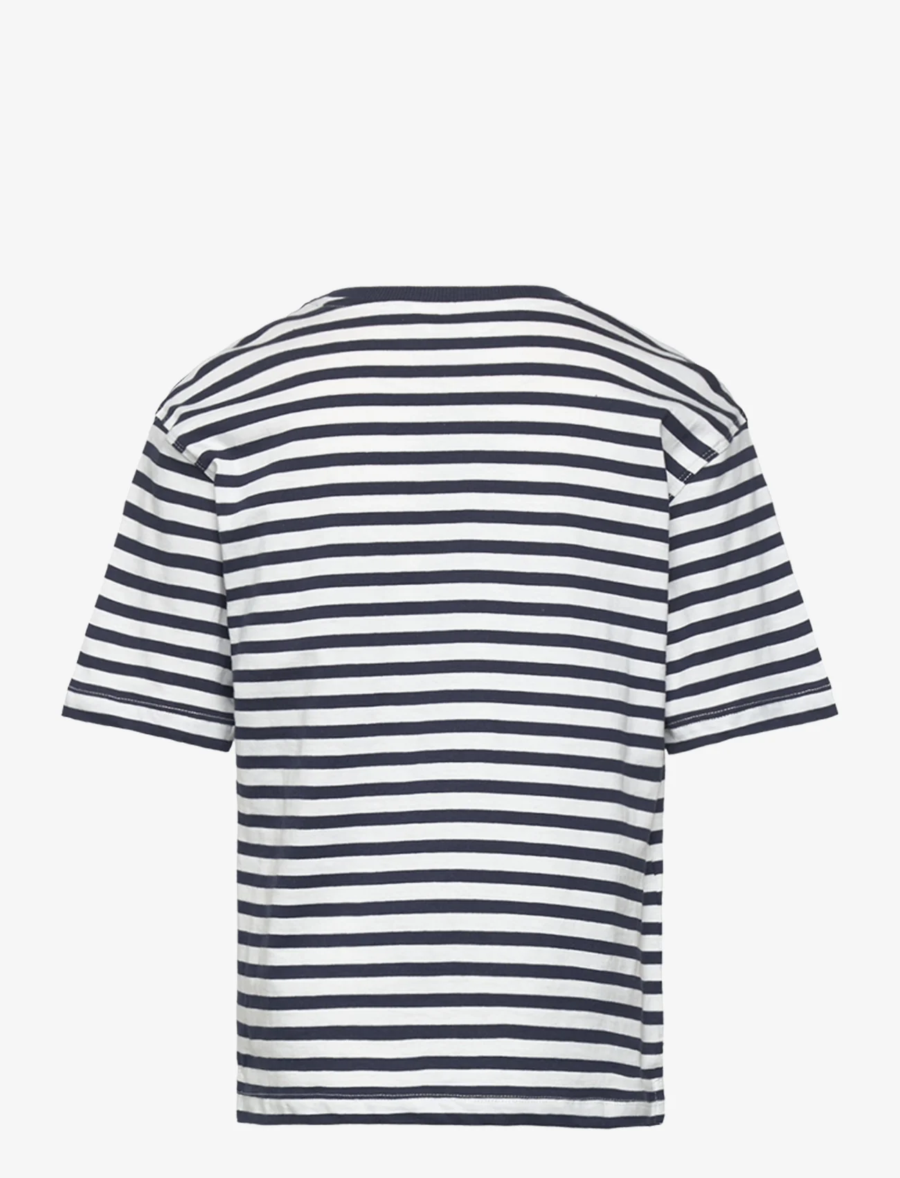 Mango - Striped cotton T-shirt - kurzärmelige - navy - 1