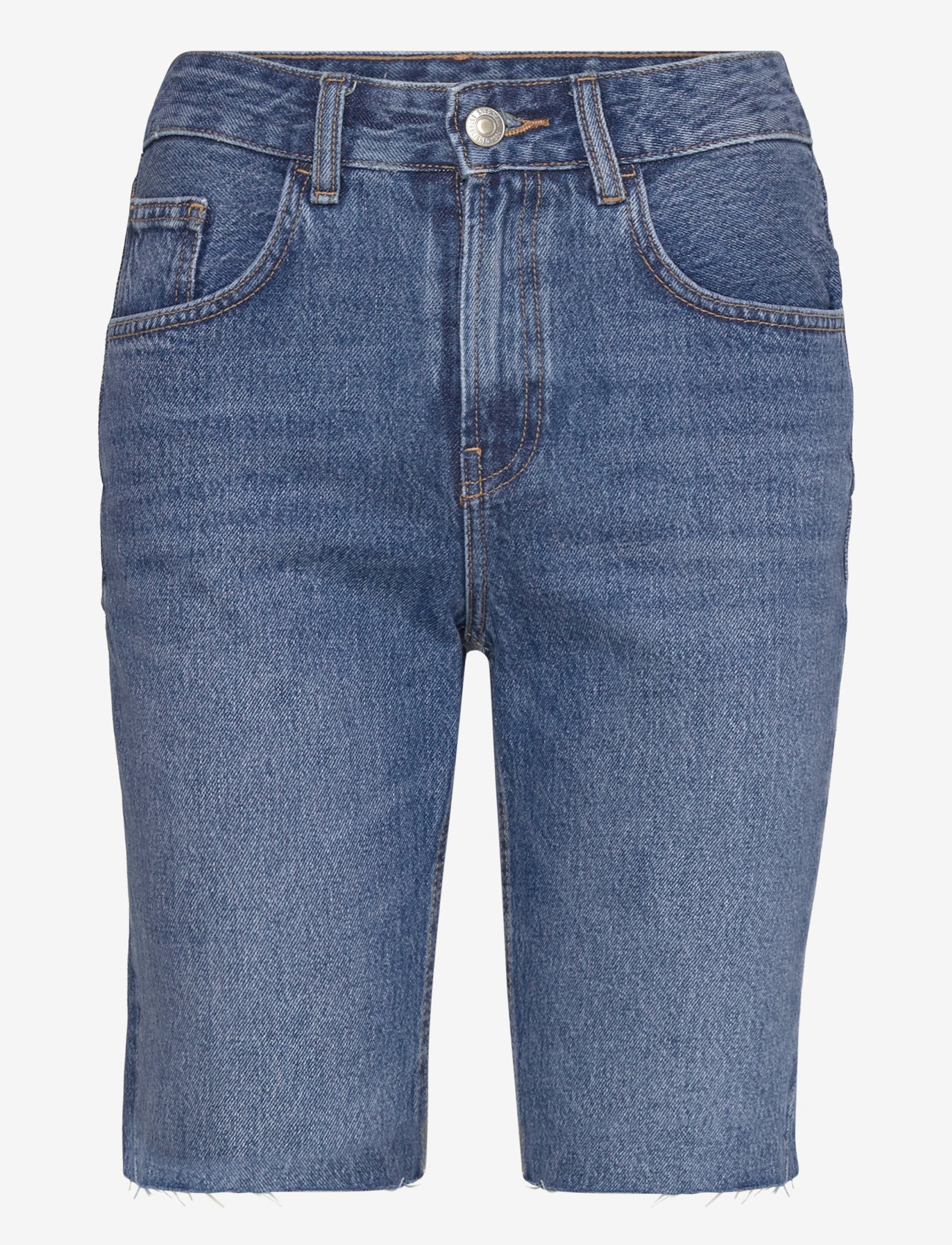 Mango - Denim bermuda shorts with frayed hem - laveste priser - open blue - 0