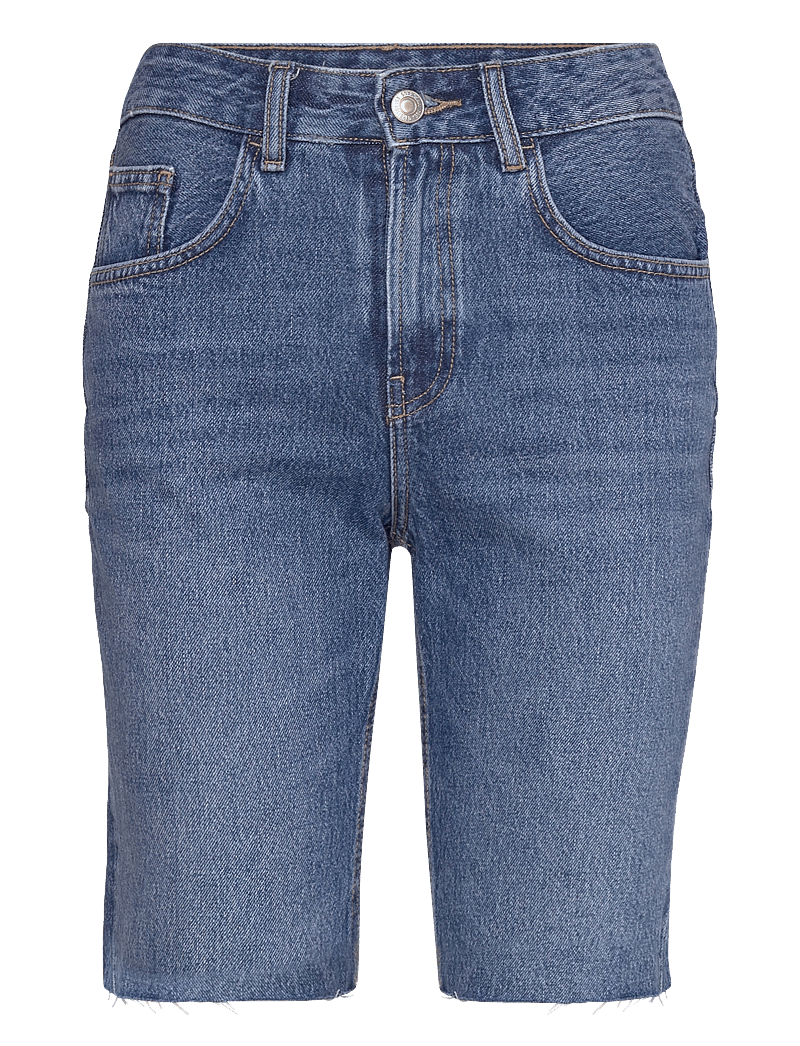 Mango - Denim bermuda shorts with frayed hem - jeansshorts - open blue - 1