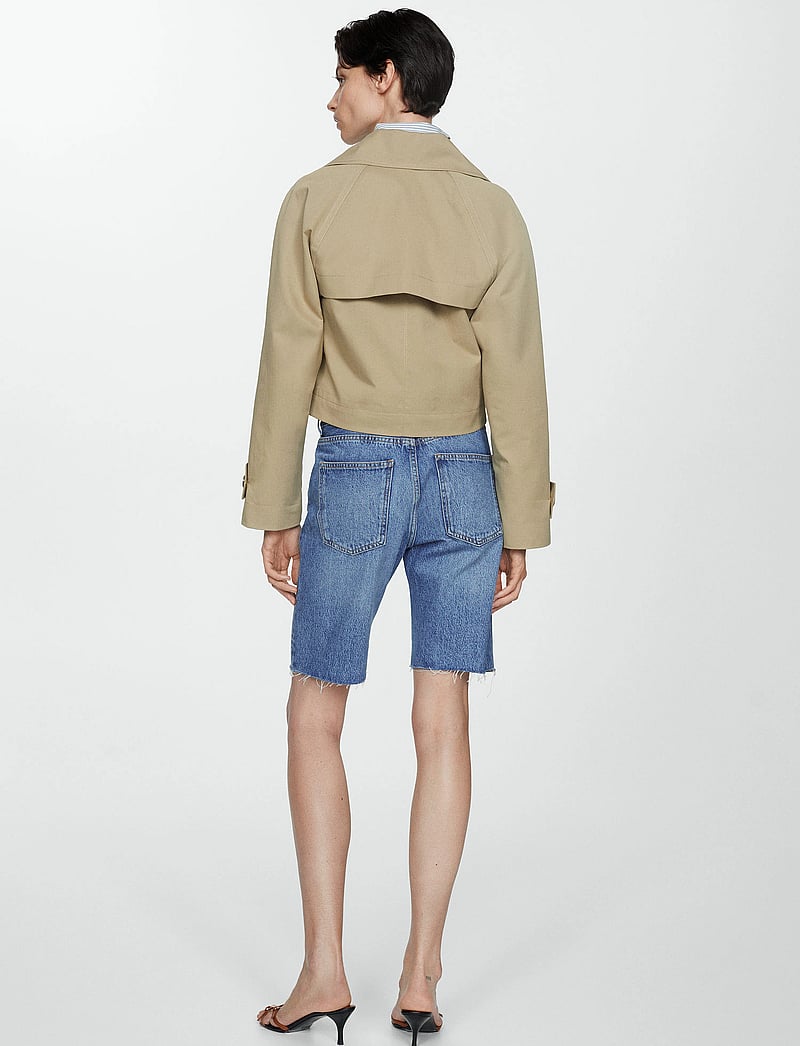 Mango - Denim bermuda shorts with frayed hem - jeansshorts - open blue - 3