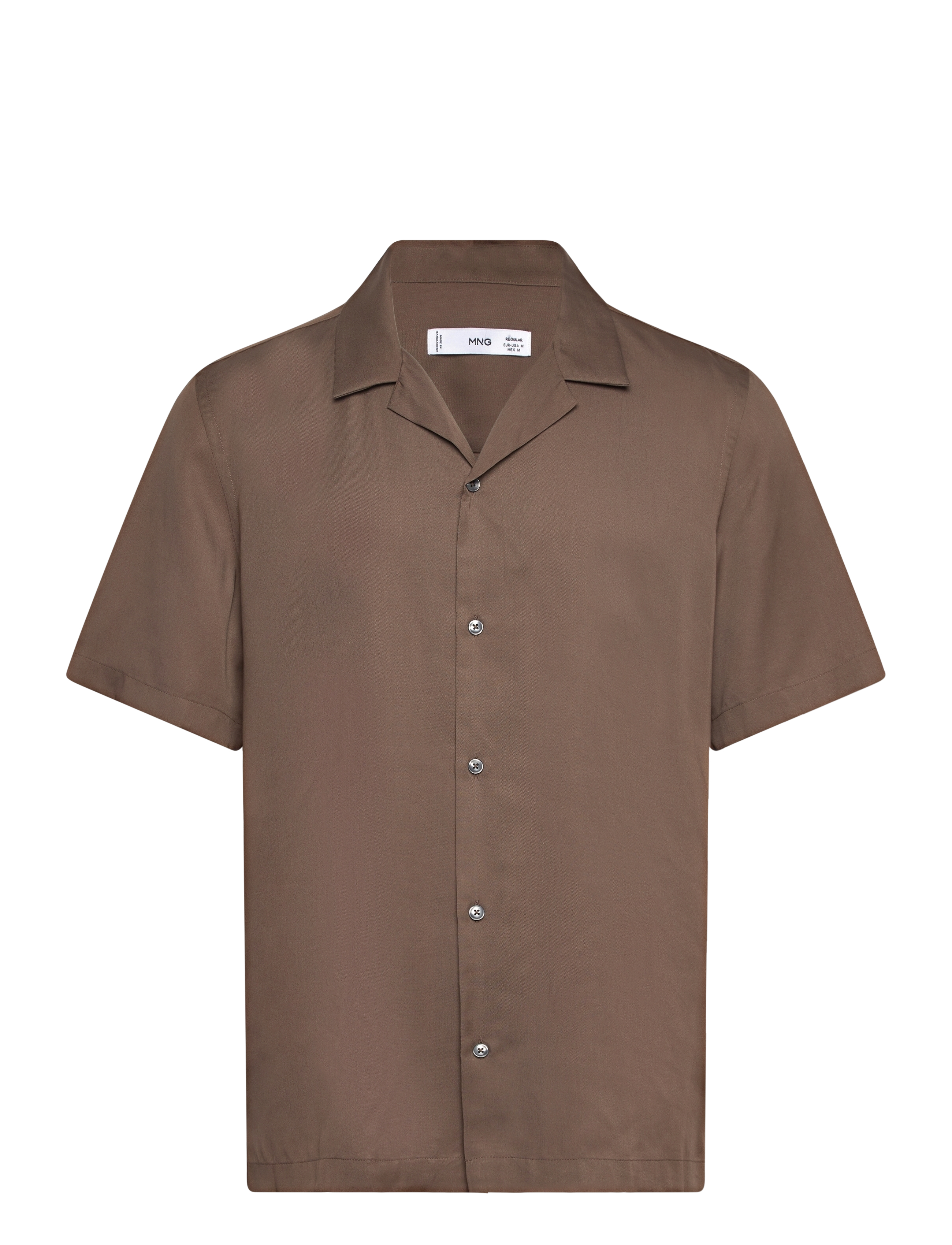 MANGO Regular-Fit Shirt With Bowling Collar Braun - S - Herren