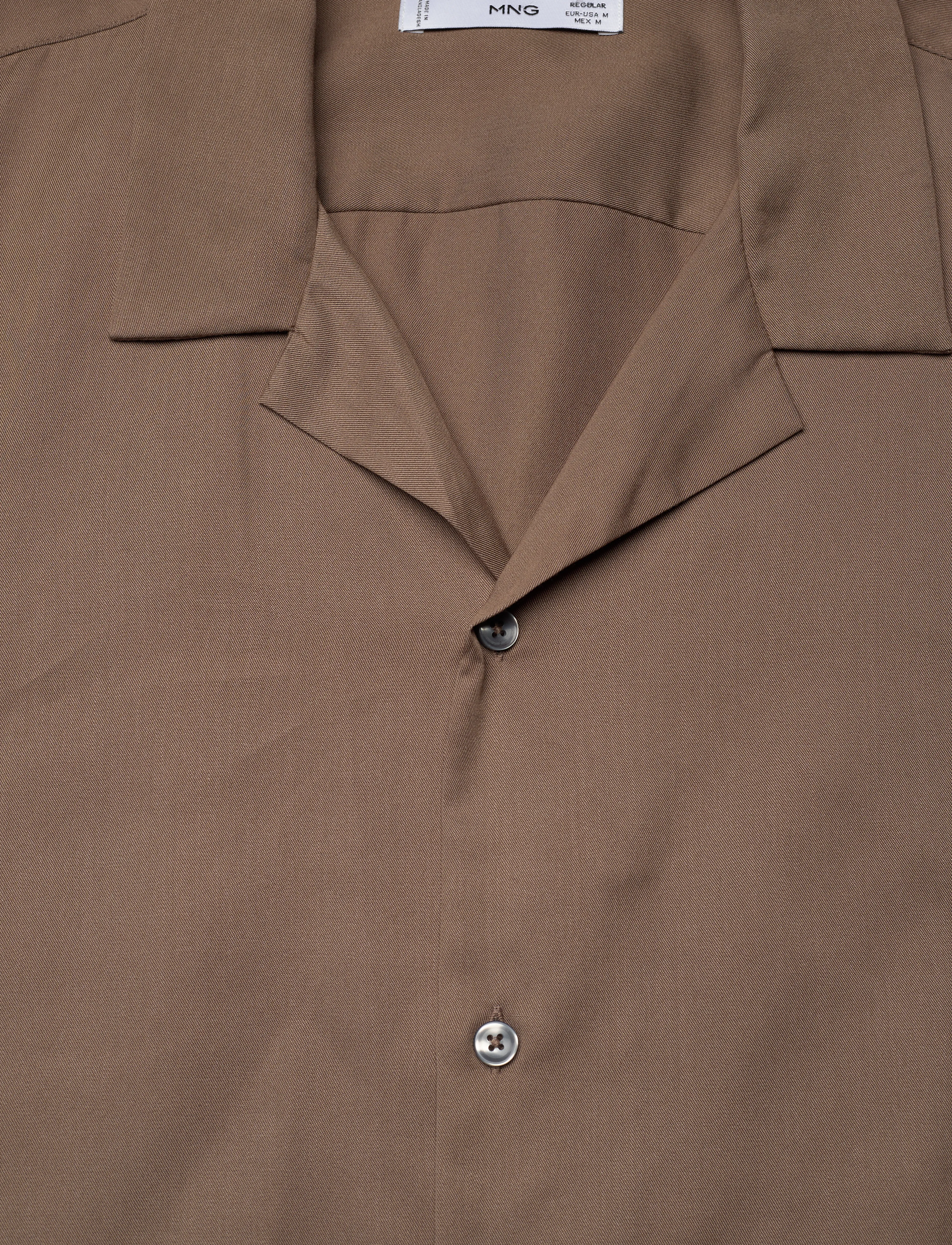Mango - Regular-fit shirt with bowling collar - kurzärmelig - medium brown - 3