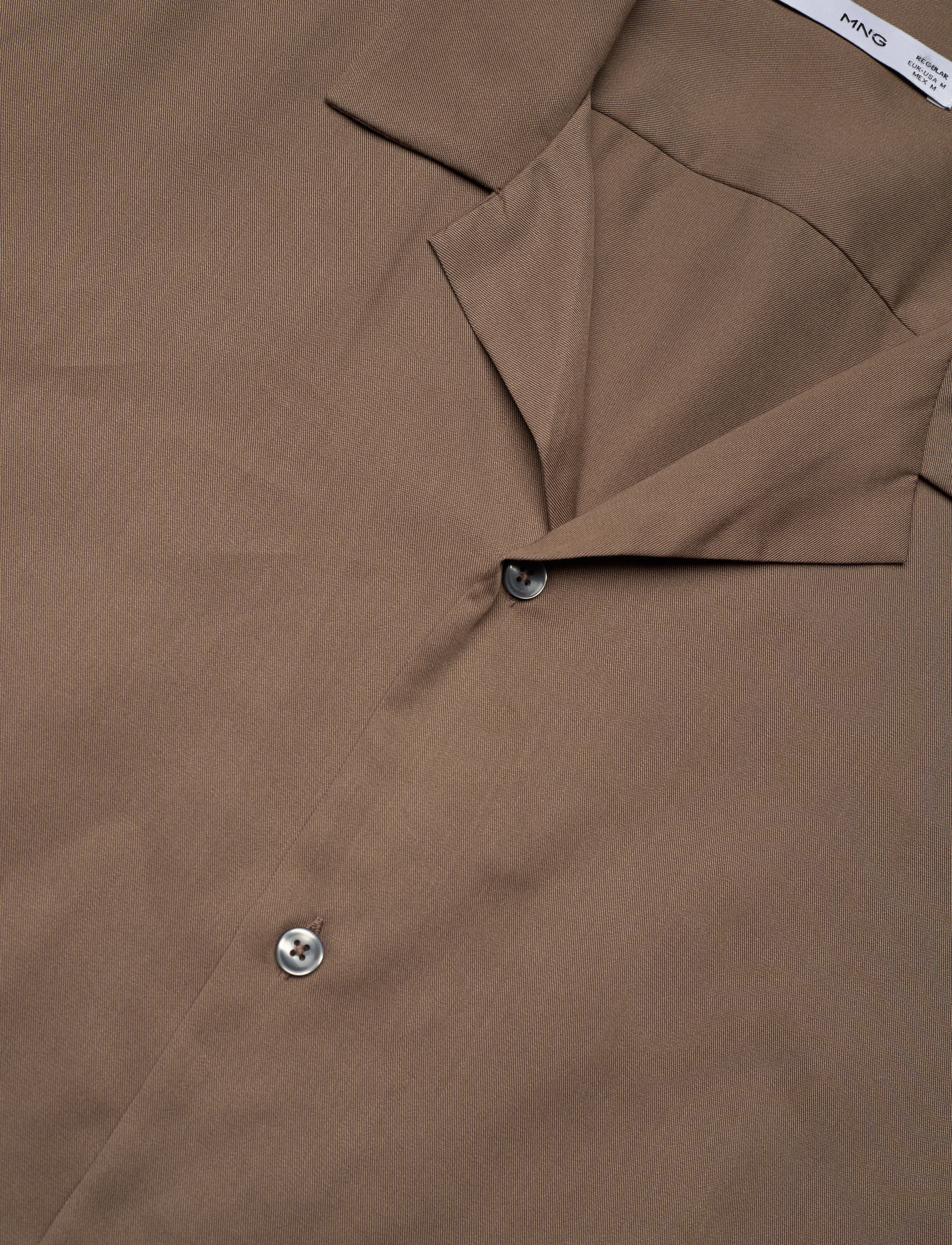 Mango - Regular-fit shirt with bowling collar - kurzärmelig - medium brown - 2