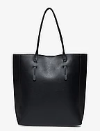 Leather-effect shopper bag - BLACK