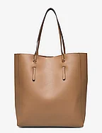 Leather-effect shopper bag - MEDIUM BROWN