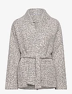 Wool-blend jacket with belt - GREY