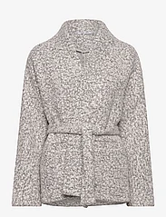 Mango - Wool-blend jacket with belt - ulljakker - grey - 0