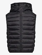 Quilted gilet with hood - BLACK