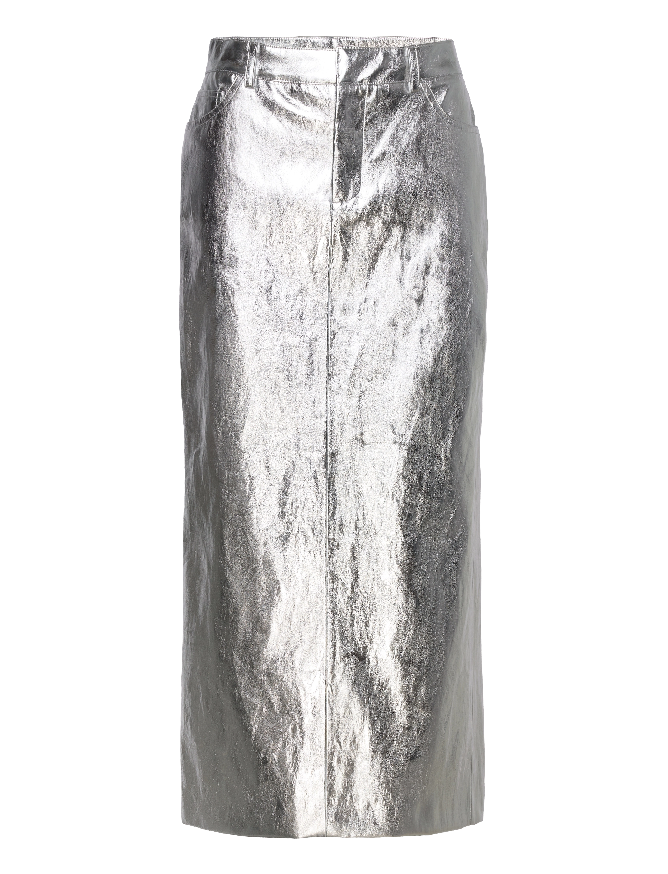 MANGO Metallic Midi Rock Silber - 32 - Damen