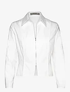 Fitted cotton zipper shirt - NATURAL WHITE