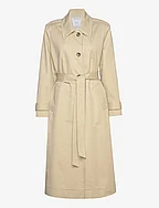 Cotton trench coat with shirt collar - LIGHT BEIGE