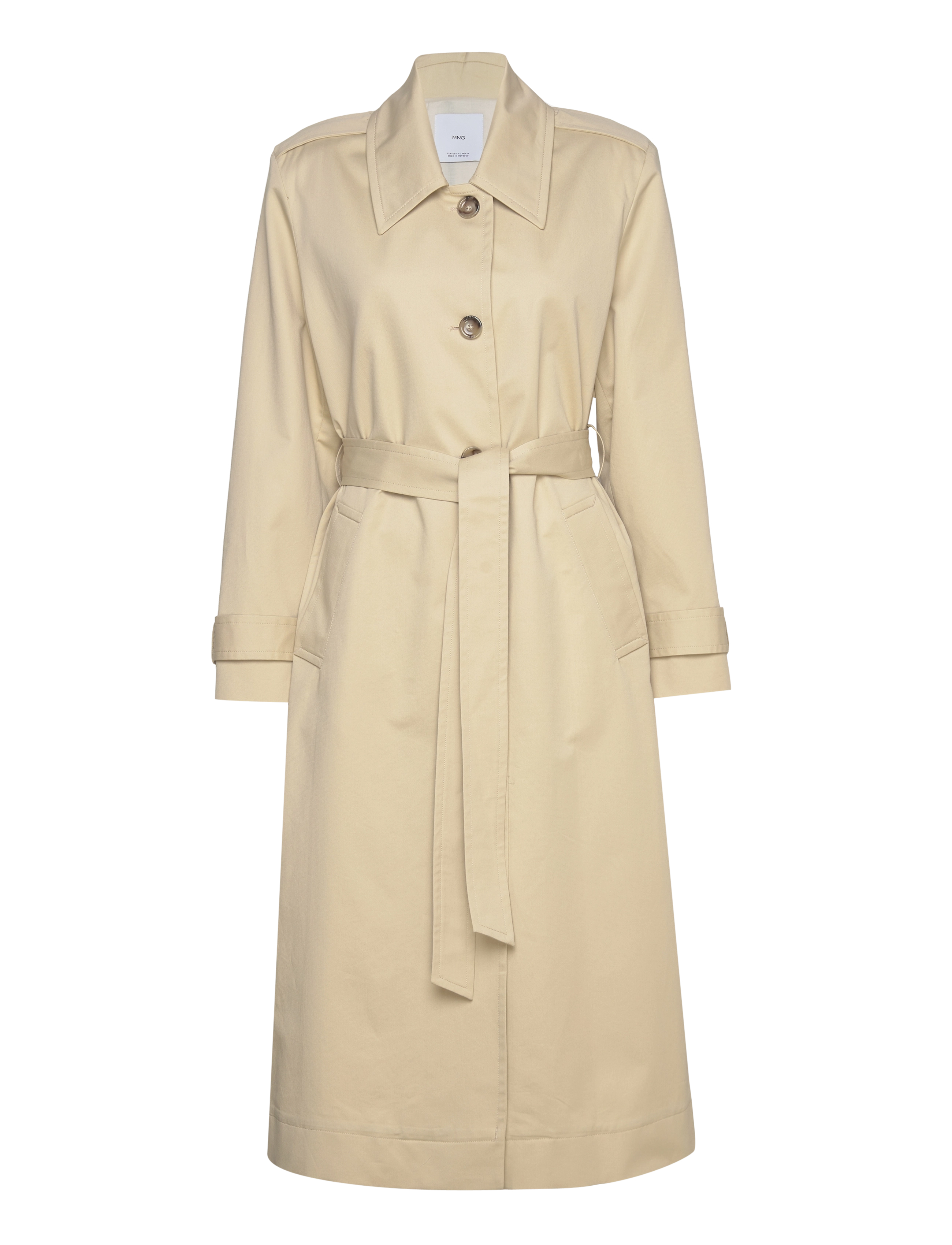 Mango Cotton trench coat with shirt collar - Vårjackor - LIGHT BEIGE / beige
