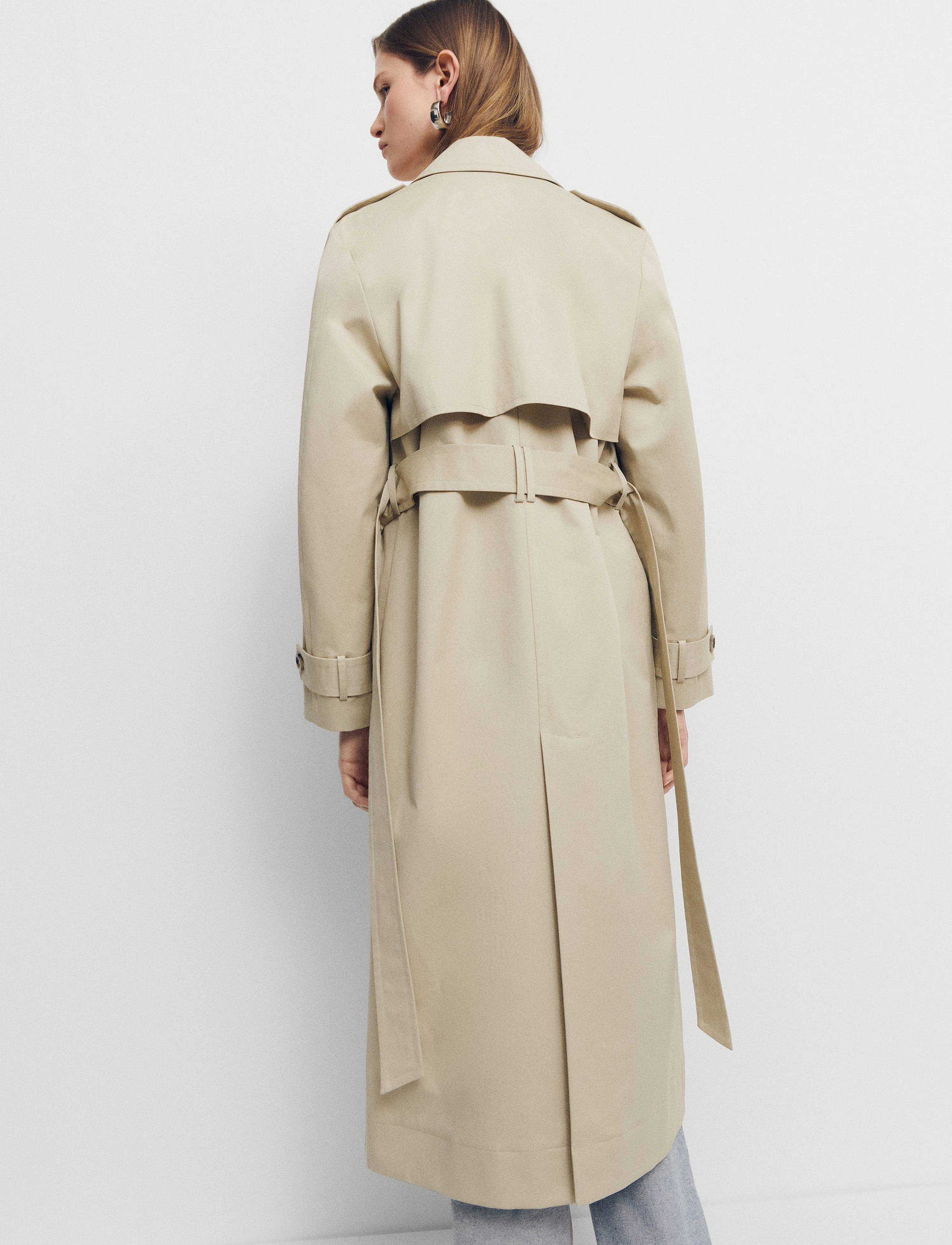 Mango - Cotton trench coat with shirt collar - frühlingsjacken - light beige - 3
