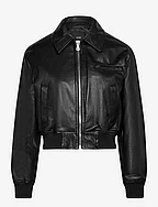 Vintage leather-effect jacket - BLACK