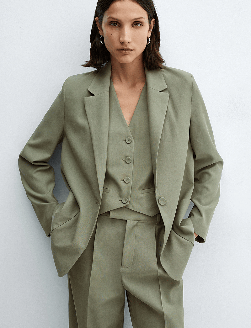 Mango - Pockets suit blazer - einreihige blazer - green - 0