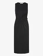 Knotted cotton dress - BLACK