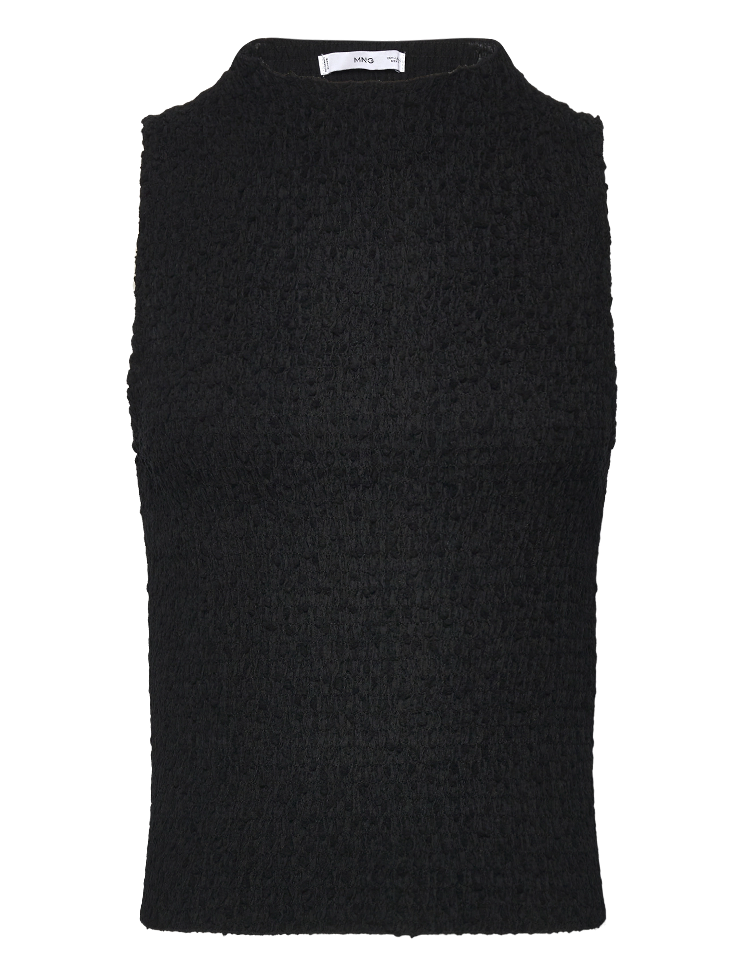 Mango Ruched-texture top - T-shirts & Toppar - BLACK / black