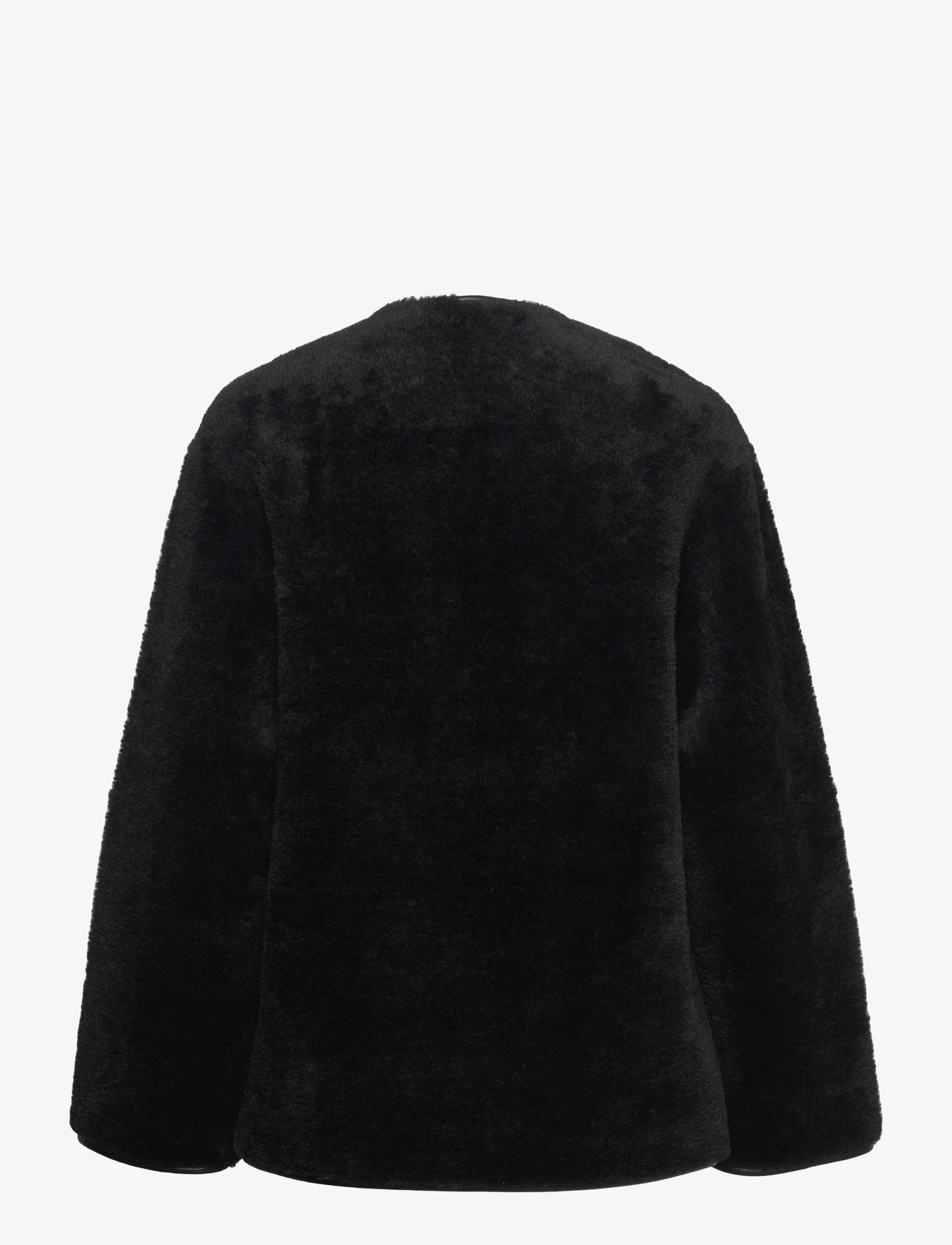 Mango - Fur-effect coat with appliqués - fuskepelser - black - 1