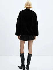 Mango - Fur-effect coat with appliqués - fake fur jakker - black - 3