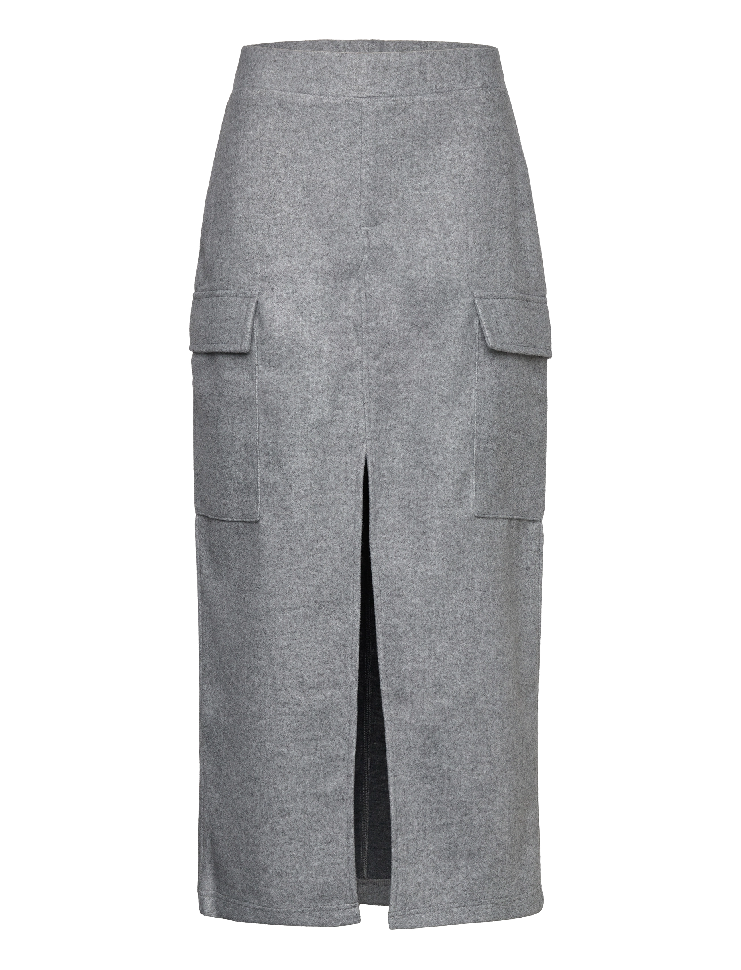 Cargo skirt with slit - MEDIUM GREY