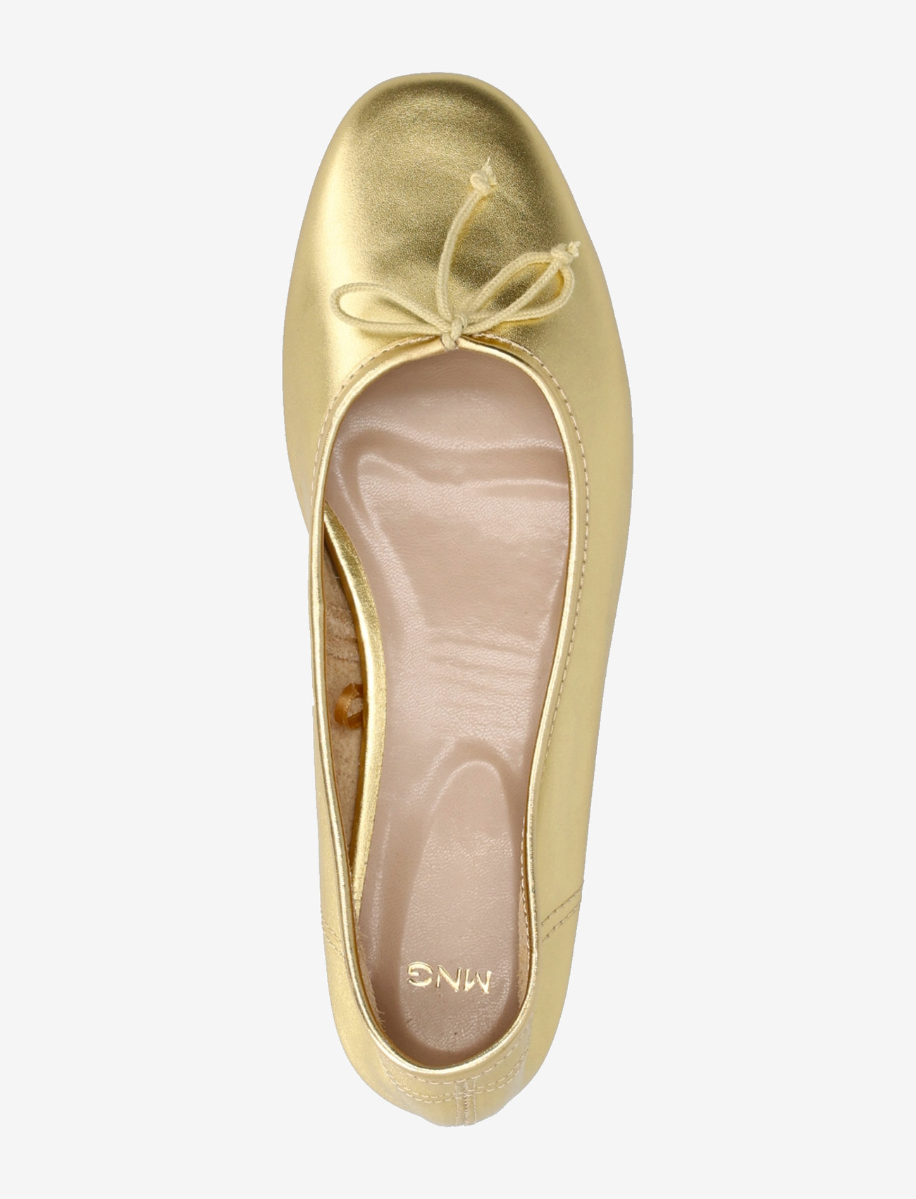 Mango - Leather ballet flats with bow - kvinnor - gold - 3