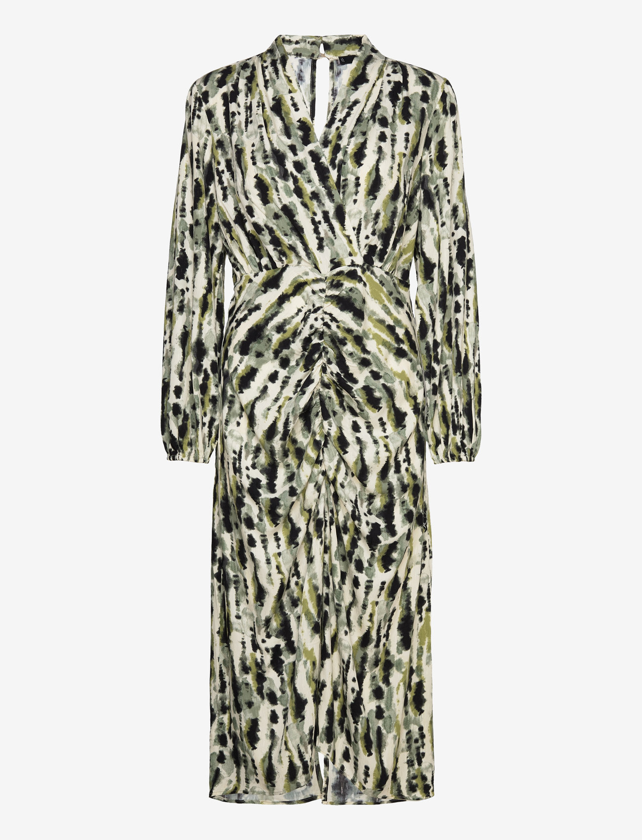 Mango - Printed dress with ruffled detail - midi kjoler - light beige - 1