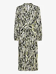 Mango - Printed dress with ruffled detail - midiklänningar - light beige - 0