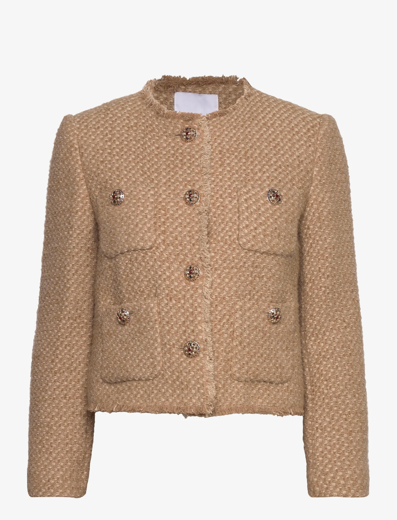 Mango - Tweed jacket with jewel buttons - light beige - 0