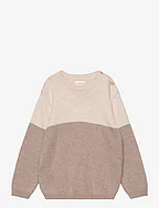 Contrasting knit sweater - LT PASTEL BROWN