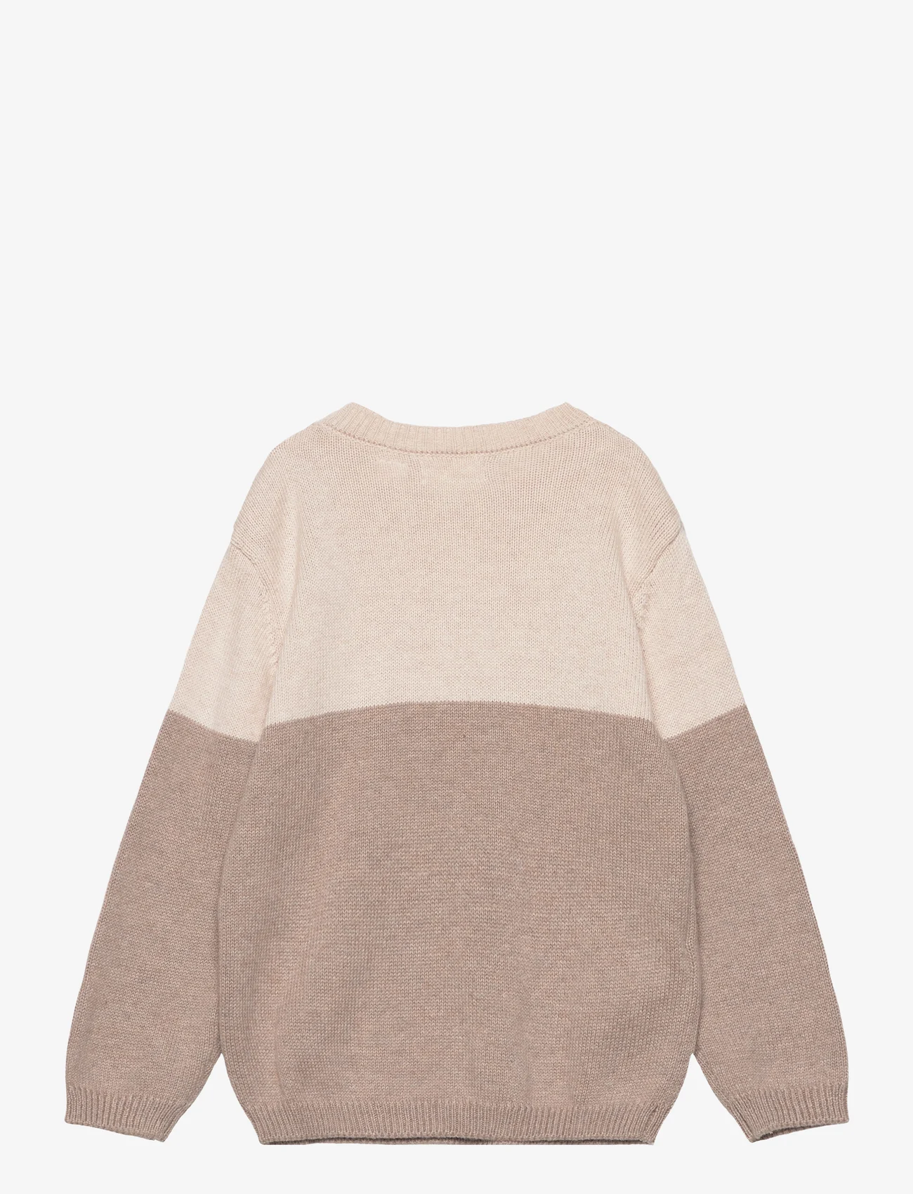 Mango - Contrasting knit sweater - sweatshirts - lt pastel brown - 1