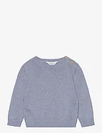 Knit cotton sweater - MEDIUM BLUE