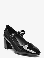 Patent leather-effect heeled shoes - BLACK