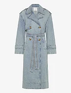 Double breasted denim trench - OPEN BLUE