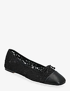 Lace ballerinas with bow - BLACK