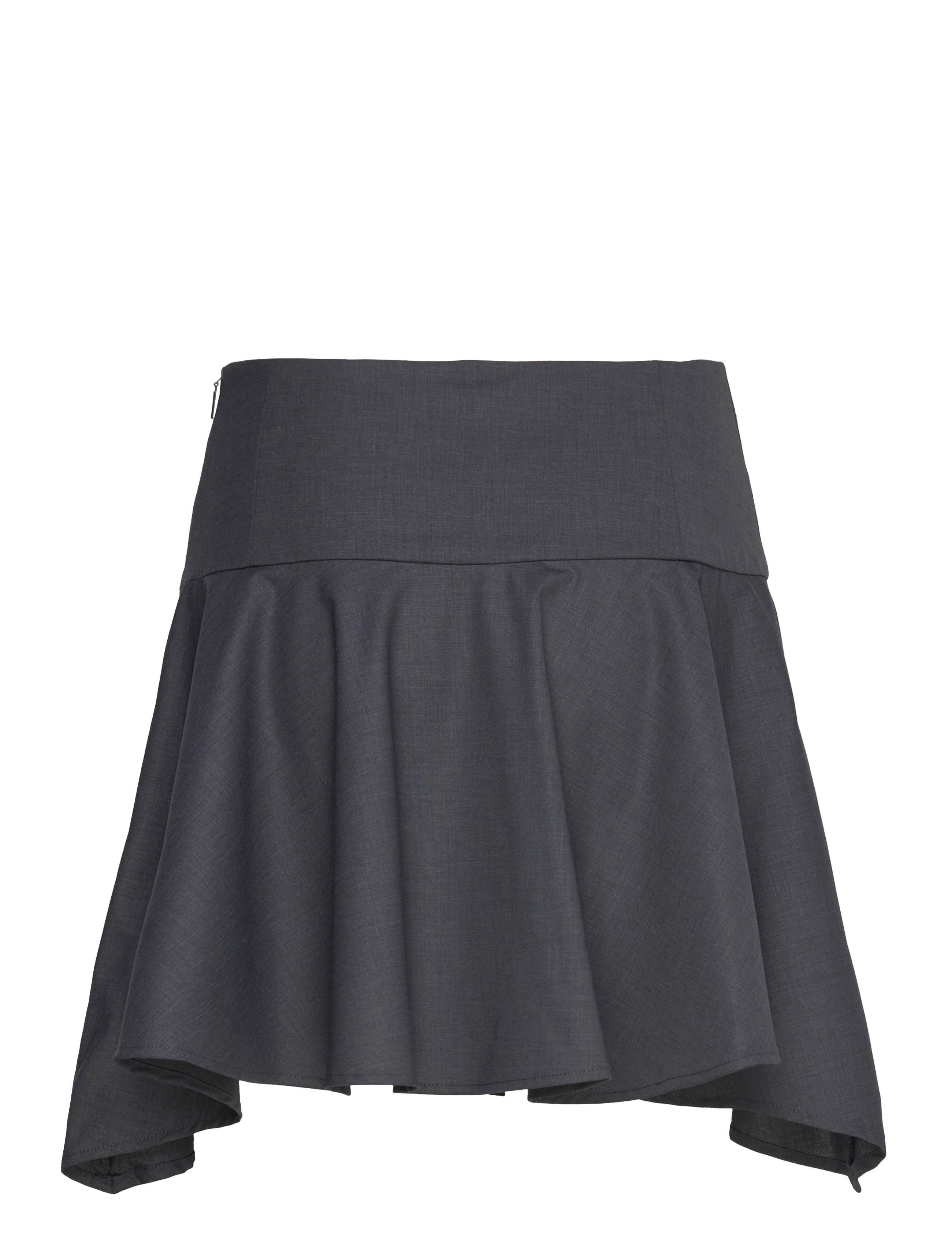 Mango - Wool mini-skirt with asymmetrical hem - grey - 2